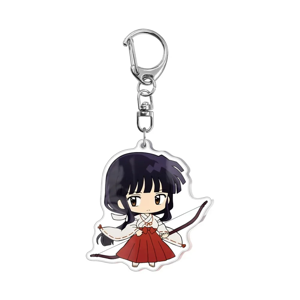 Inuyasha Cartoon Double-sided Keychain Pendant Higurashi Kagome Kikyou Sesshoumaru Keyring Bag Accessories