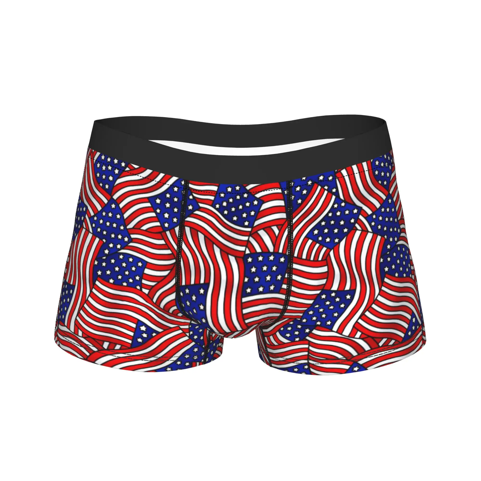 Ropa interior patriótica con bandera americana, calzoncillos transpirables, calzoncillos tipo bóxer personalizados DIY para hombres, calzoncillos tipo bóxer con bolsa 3D de gran tamaño