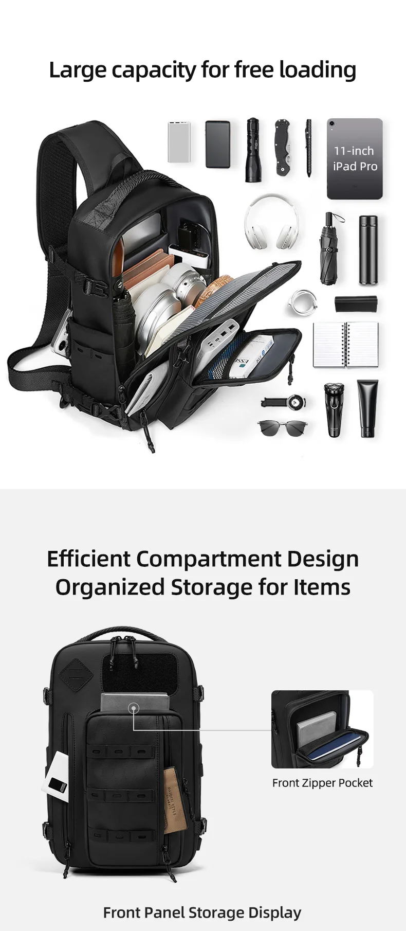 Cross Shoulder Bag Man Chest Bag Waterproof Tactical Waist Messenger Bag Zipper Fashion Outdoor