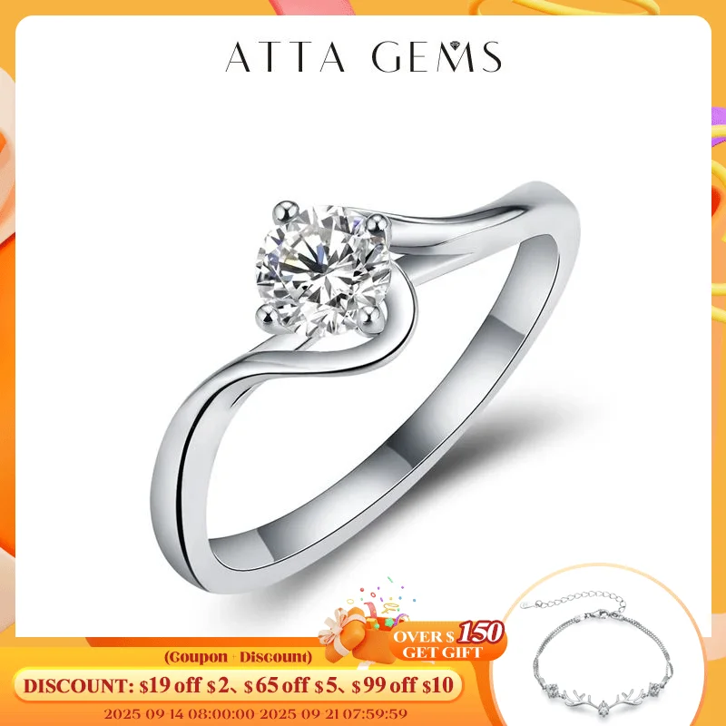 

Solid Silver 0.5-3ct Lab Grown Diamond D Color VVS1 Moissanite Diamond 4 Prongs Solitaire with Accents Engagement Ring For Women