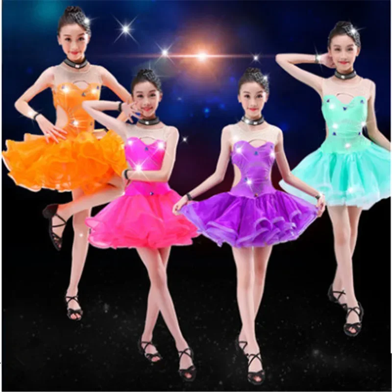 فستان رقص لاتيني جديد للأطفال فستان رقص لاتيني ماسي ساخن فستان أداء