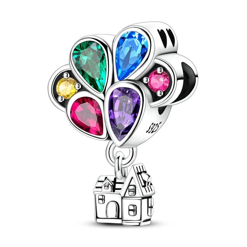 925 Sterling Silver Balloon House Charms Bead CZ Zirconium Dangle Fit Original Bracelet DIY Women Jewelry Gift
