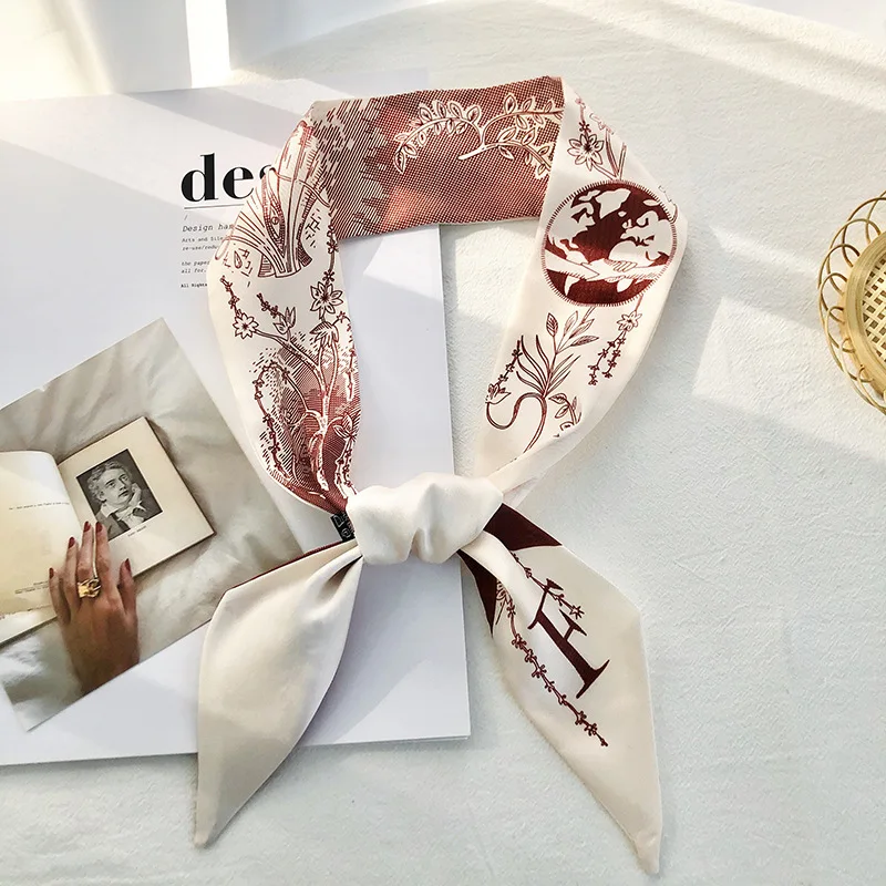 26 Letters Women Narrow Thin Scarf Print Long Ribbon Scarf Handle Bag Ribbons Multi-Function Decorative Neckerchief Hair Tie