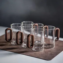 High borosilicate household glass, high temperature resistant water cup, lampblack tea set, anti-scalding with glass teacup set.