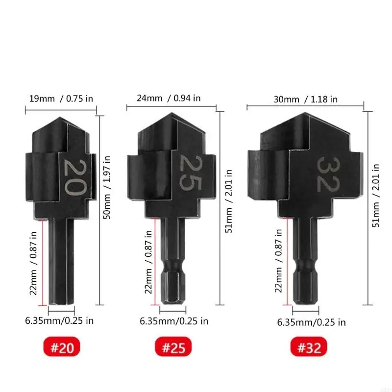 A2BE Precise 20/25/32 mm Levante expansión escalonada Taladro Hexagon Shank Hool con resistente acero 40gr para tubería