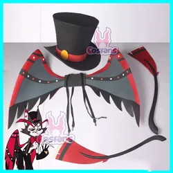 Husk Cosplay Kostuum Uniform Hazbin Cosplay Wing hat tail Kostuum Zwarte Halloween Hotel Husk Cosplay Party Met Hoed Prop