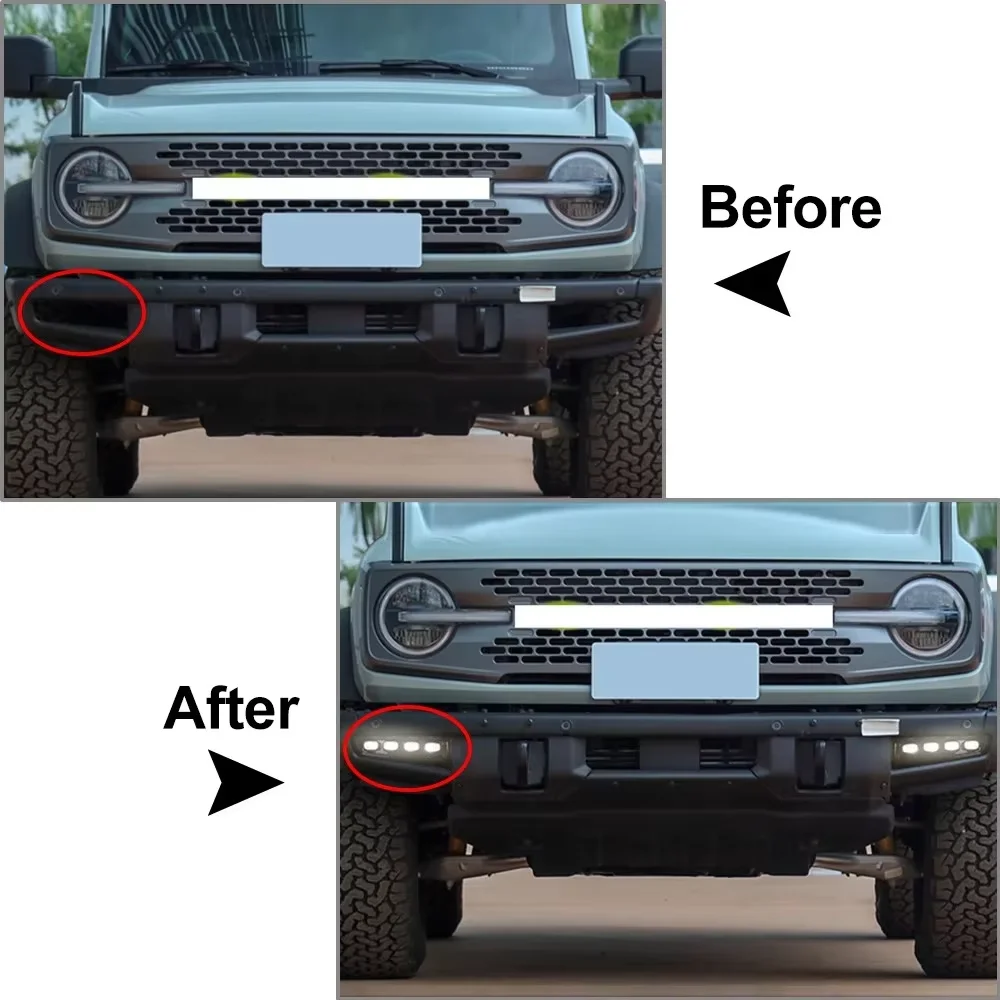 Dual Color LED Daytime Running Light DRL With Turn Signal For Ford Bronco 2021‑2024 2‑Door 4‑Door