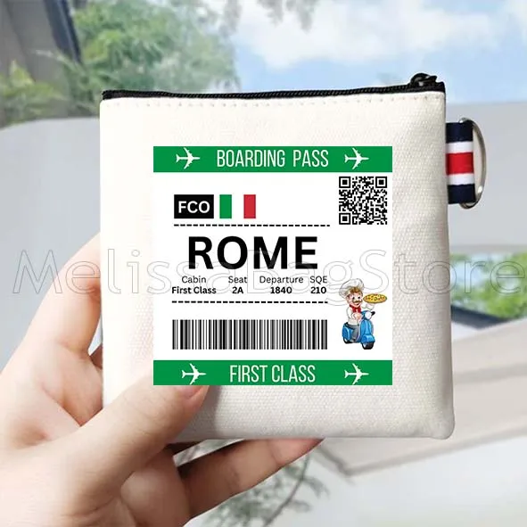 Нью-Йорк, Рим, Париж, Берлин, Токио Кайви, Мадрид, посадочный пропуск, холст, кошелек для монет, сумка, квадратная сумка, сумка для хранения ключей, сумка для карт, кошелек