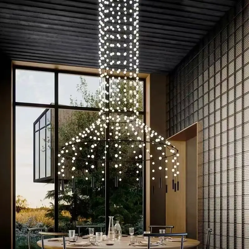 

American-style light luxury wrought iron chandelier, dimmable, staircase ceiling hanging lighting, wrought iron lustre, lamp