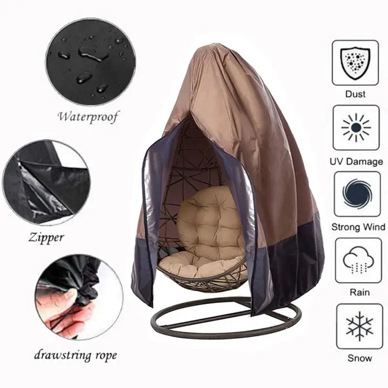 210D Patio Chair Cover,Egg Swing Chair Waterproof Dust Cover,with Zipper Protective Case,Outdoor Hanging Furniture Chair Cover