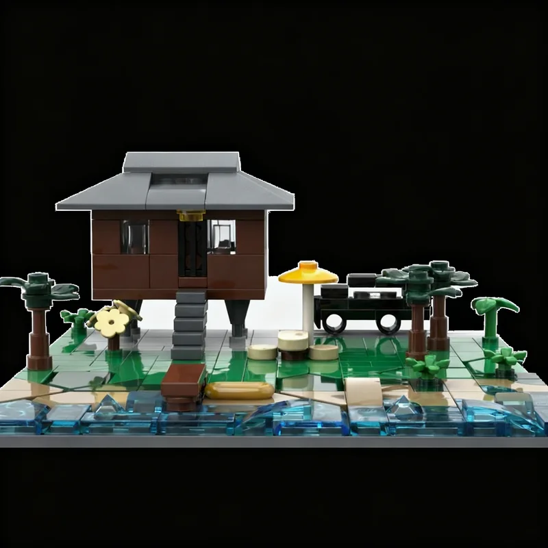 214 elementów MOC Dom Nad Rzeką Model Budowlany Klocki Architektura Składanie DIY Prezent na Boże Narodzenie Pomysł na Zabawę Kreatywne Edukacja