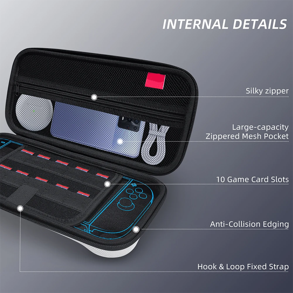 

Travel Carrying Case Shockproof Portable Storage Bag for Switch 2 (Black White)