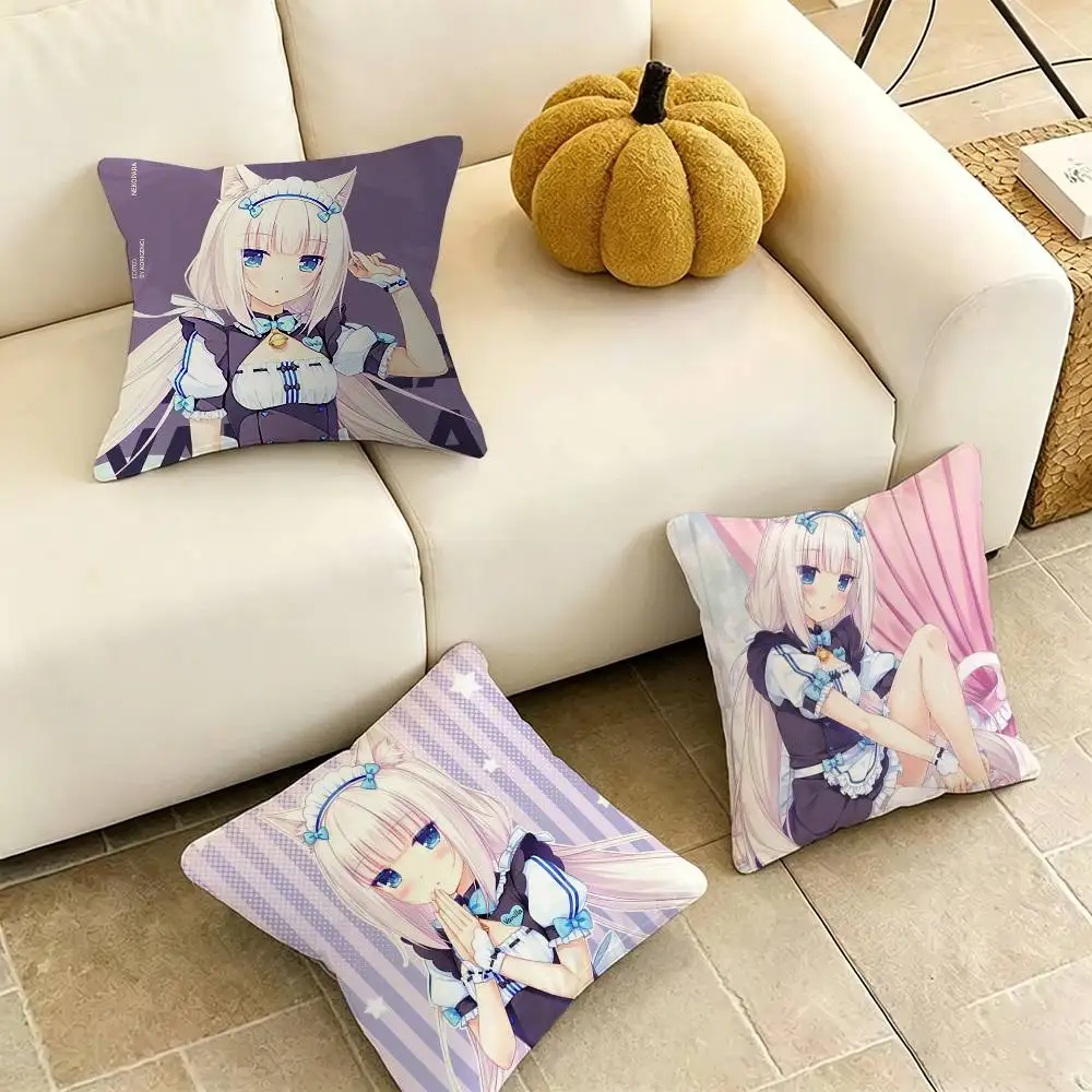 

N-Nekopara V-Vanilla Anime Square Double-Sided printed Pillow Case Bedroom Bedside Pillow Sofa Cushion Cover Gift