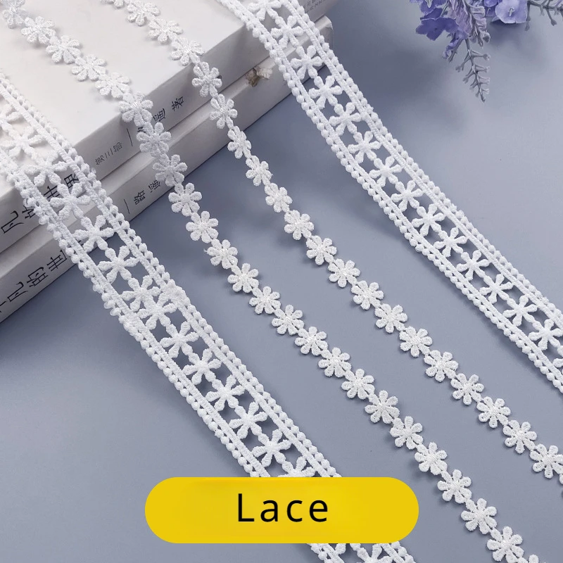 New Daisies Sunflowers 2cm Bilateral Dress Lace Accessories  Trim  Ribbon Sewing White Lace Applique Clothes Curtain Decoration