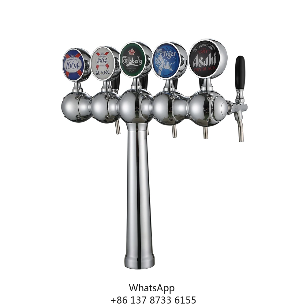 

Пивная колонна из нержавеющей стали T-образной формы с 5 кранами для бара