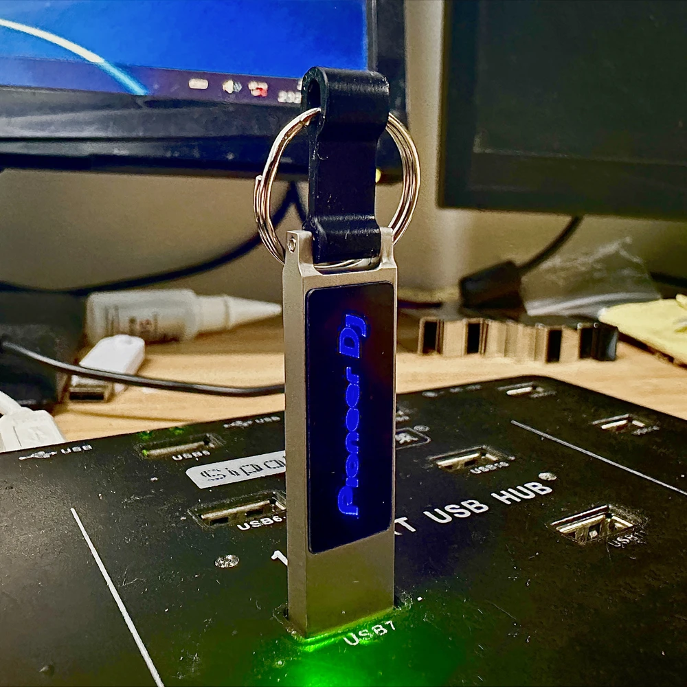 Kostenloses individuelles Pioneer DJ-LOGO, farbiges LED-Licht, Metallstab, USB 2.0-Stick, 128 GB, 64 GB, 32 GB
