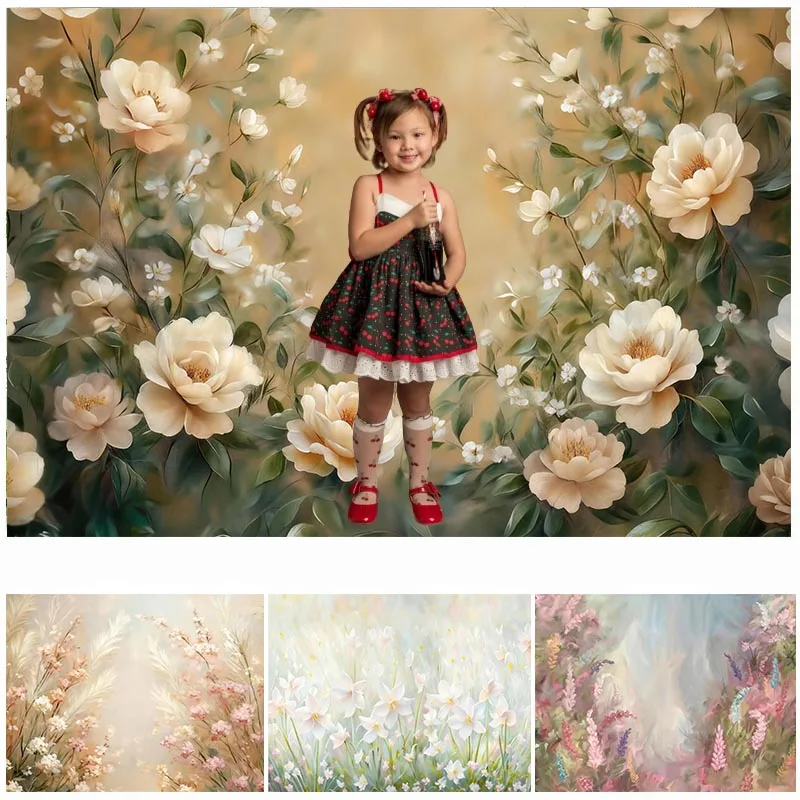 

Фотографические фоновые панно LS Art с цветочным узором для детских и женских фотосессий, декорации для фотозон, бумажные фоновые задники для беременных и фотосессий с тортами на день рождения