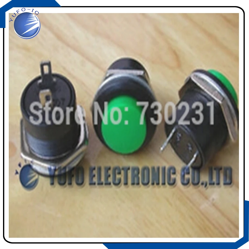 Free Shipping One Lot 12,GREEN Momentary Push-Button ON OFF Switch,507G