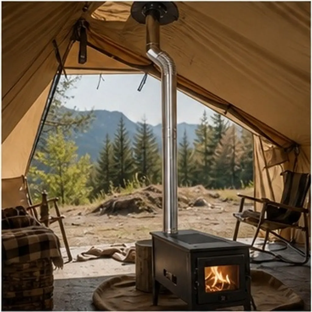 1Set Stainless Steel Chimney Elbow Tent Stove Flue Pipe Extension Outdoor Camping Stove Pipe Accessories Chimney Flue Extension