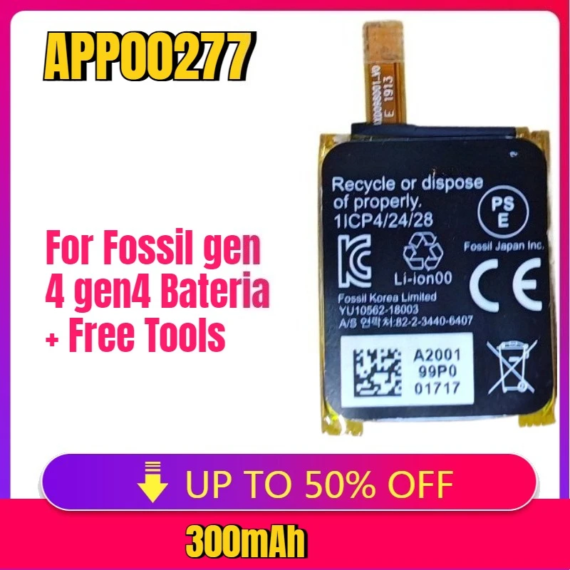 

Battery APP00277 (402428) 300mAh for APack APP00276 Fossil Gen 4 Gen 4app00286 App00277 App00289 App00282 Bateria
