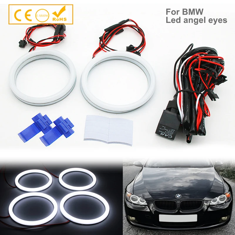 

1SET(2x100mm+2x120mm)Two-Color SMD Cotton Light Halo Rings DRL LED Angel Eyes Kit For BMW E90 E91 E92 E93 E81 E82 E87 E88