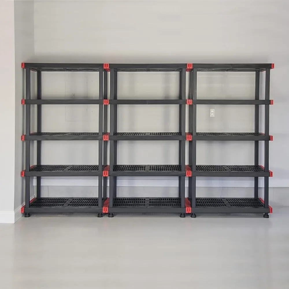 5-Tier Highly Durable Storage Rack, 200lbs/shelf, Interlocking Shelving Unit and Weather-Resistant Design