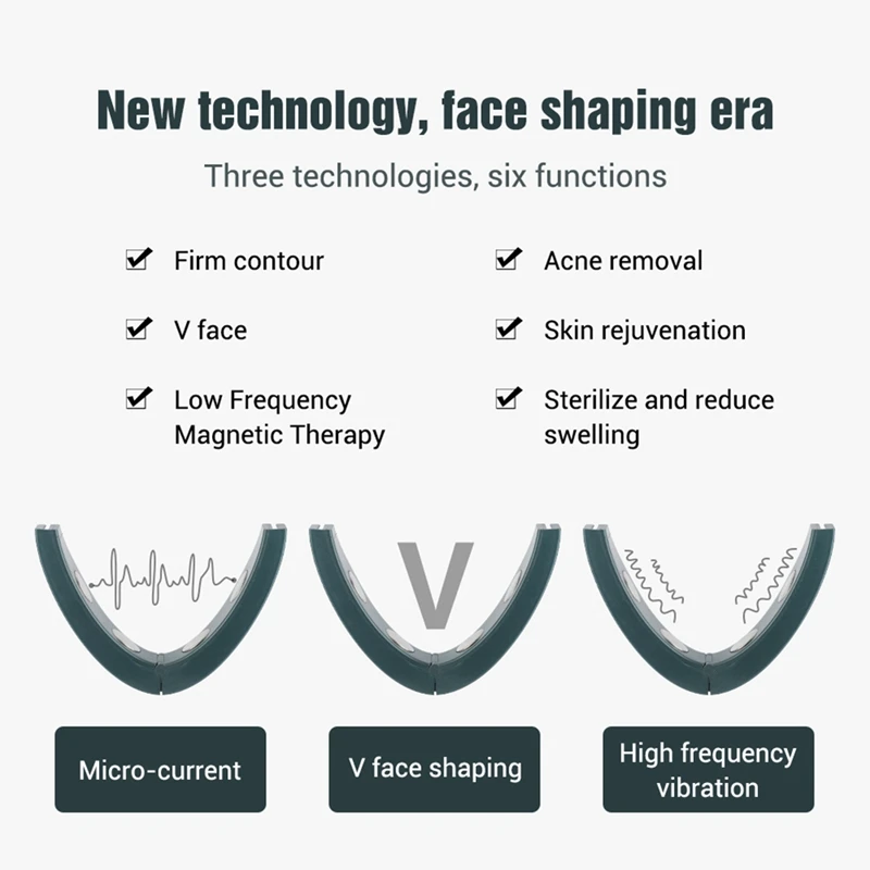 EMS-Dispositivo de estiramiento facial en V, masajeador remoto inalámbrico, 6 modos, rejuvenecimiento de la piel con calefacción, vibración de doble mentón