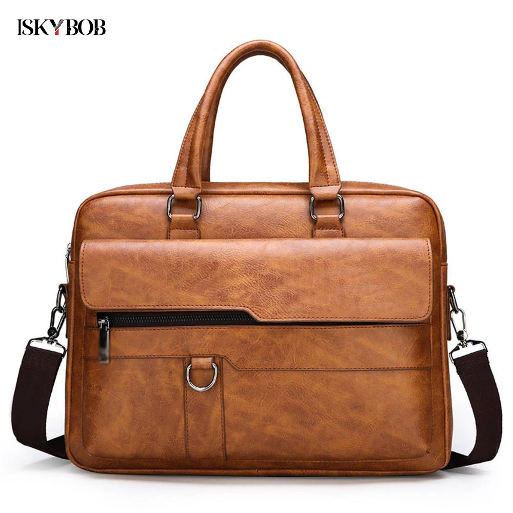 

New Men Briefcase Bag Retro PU Leather Business Handbag Satchel Male Crossbody Shoulder Bag Laptop Computer Case Office Handbag