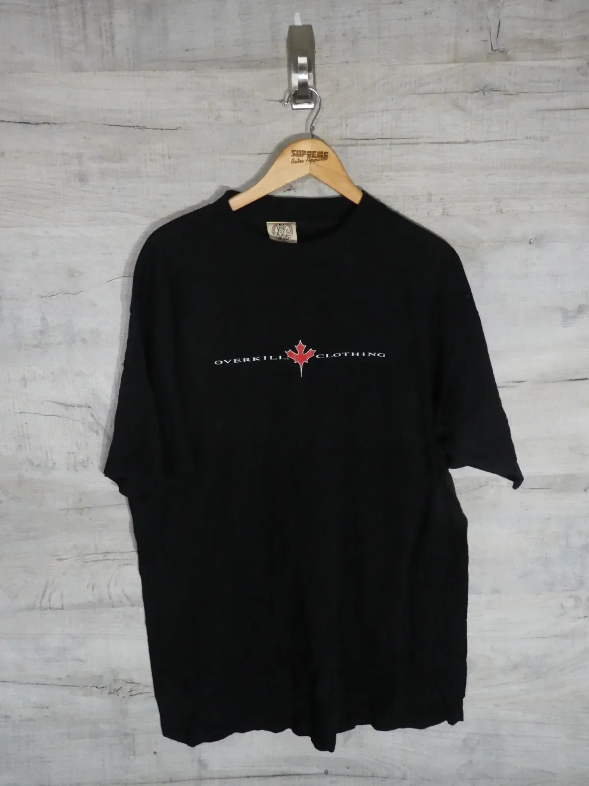 Overkill Clothing Grafik-Vintage-T-Shirt für Herren in Schwarz mit Overkill-Etikett XL
