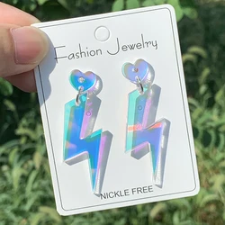 Acrylic Heart Earrings Lightning Dangle Earrings Exaggerated Pentagram Star Hook Earrings for Women Colorful Lighting Earrings