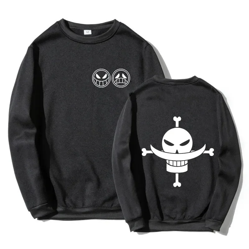 Autumn Men Anime Pirate Ace Edward Newgate Print Men\'s Pullover Casual Sweatshirts Unisex O-Neck Solid Hoodie Hip Hop Top
