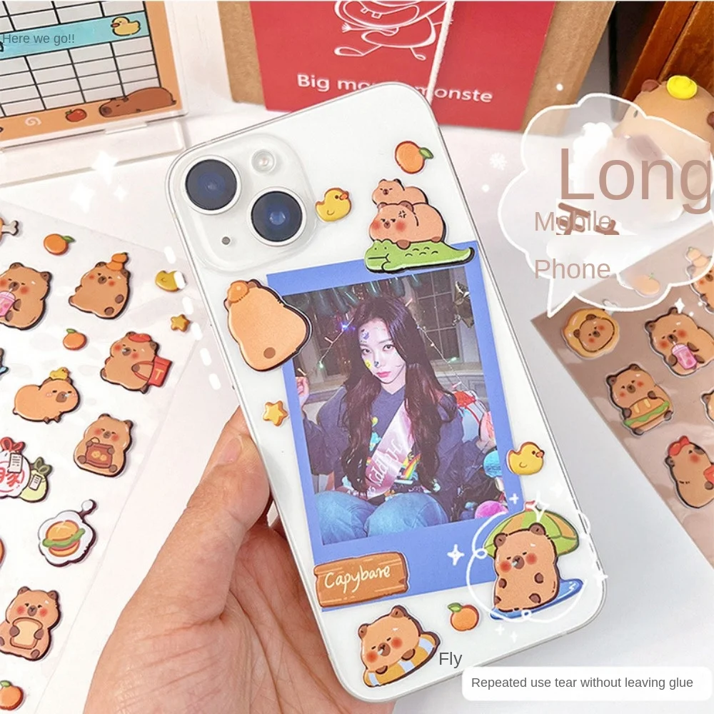 New PVC Capybara Bubble Stickers Lovely 3D Hand Accounting Stickers Easy To Tear Off Reusable Stationery Stickers