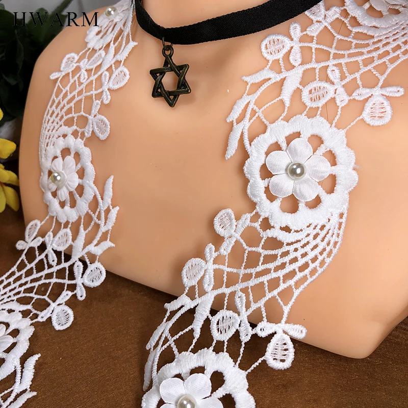 3d Lace Fabric With Beads 5.3cm Sewing DIY Milk Silk Wedding Decoration Dot Hanging Beard Women Skirt Curtain Dress Accesories