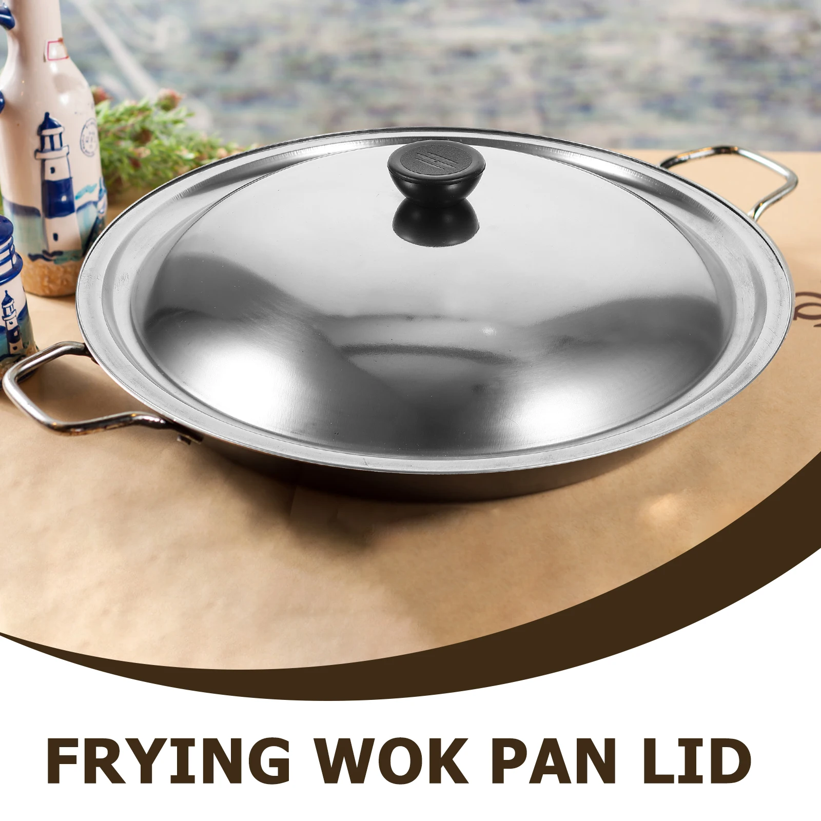 

32cm Stainless Steel Pot Lid Universal Grease Splatter Cover for Frying Pan Replacement Wok Lids Easy Clean Practical Cookware