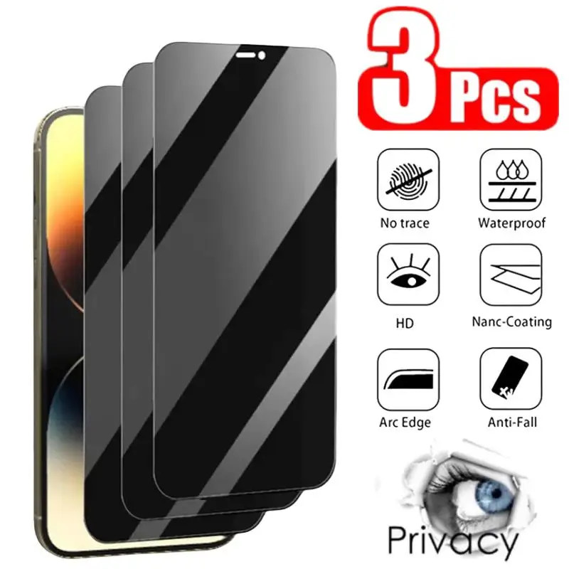 3PCS 3PCS Anti-Peep Tempered Glass For iPhone 16 16E 15 Pro Max 14Pro Full Cover Screen Protector For iPhone 15/14/13/12/11 Anti-spy - Aliexpress Deal