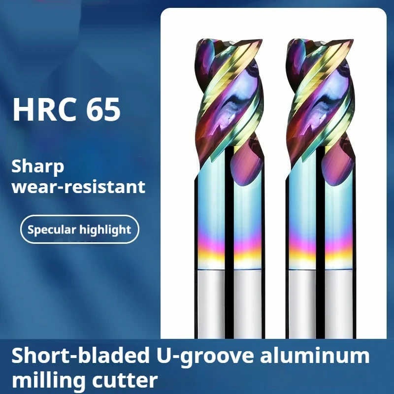 

HRC65 End Mill Short Cutting 12 3 6 8 9-12mm CNC Milling Cutter Solid Carbide DLC Coated for Aluminum Steel Metal Milling Cutter