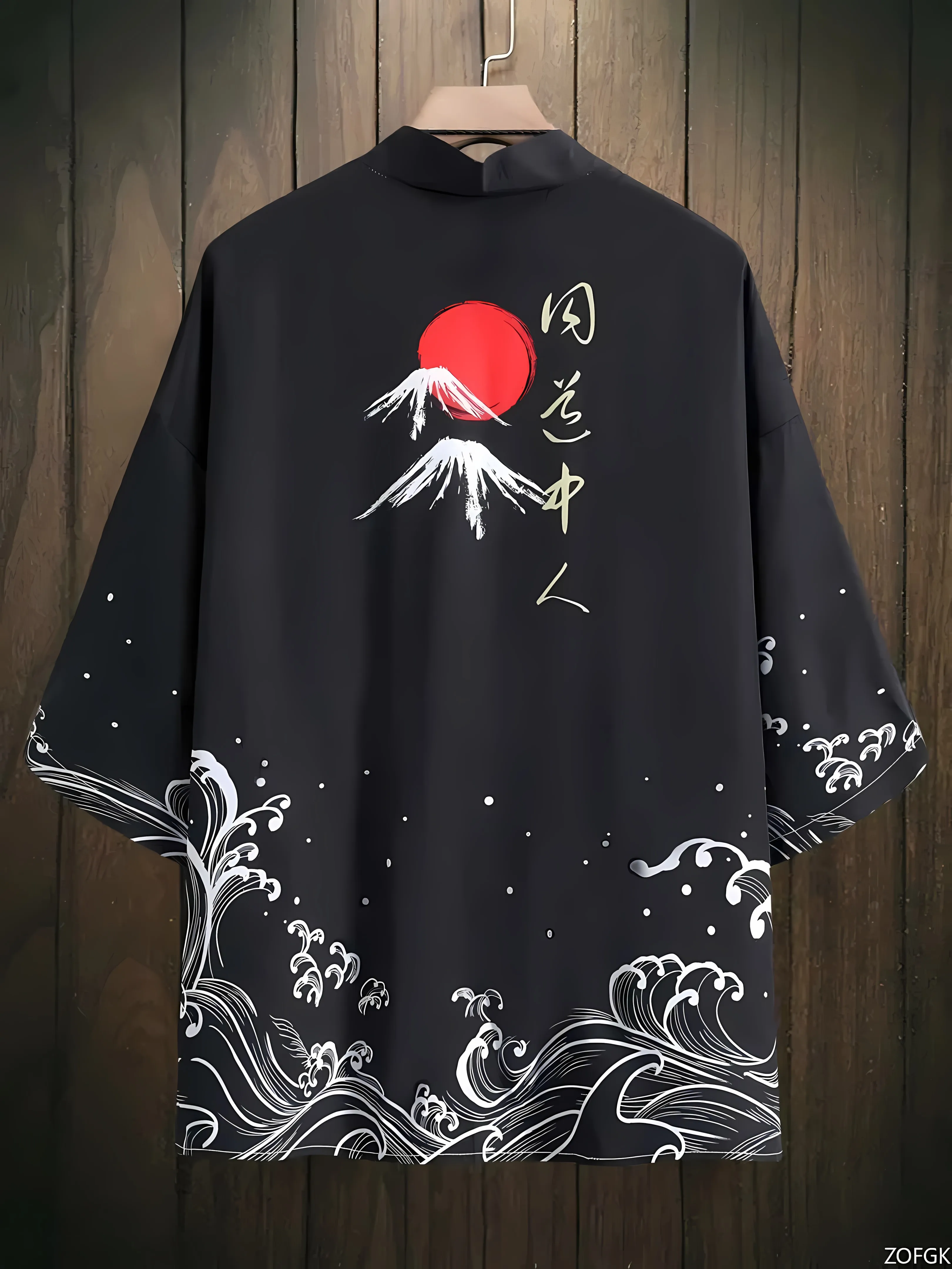 2026 Summer New Men's Kimono with 3D Crane Pattern Print for Street Casual Fashion Comfortable Soft Breathable
