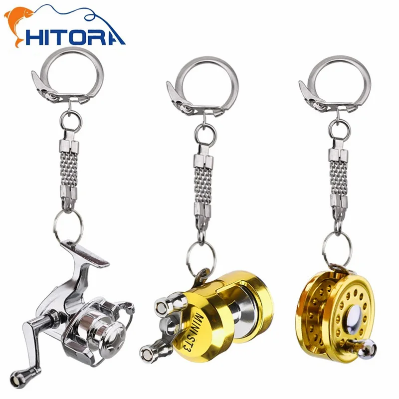 Fishing Accessories Tools Metal Fishing Wheel Decoration Pendant Mini Fishing Reel Key Chain Can Shake Key Chain Small Gift