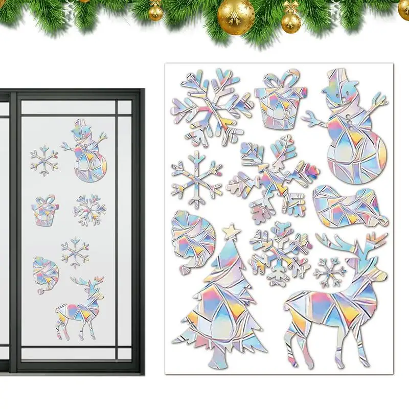 Static Cling Stickers Rainbow Prism Window Decals Hummingbird Flower Feather Stop Alert Anti-Collision Prevent Crash Home decor