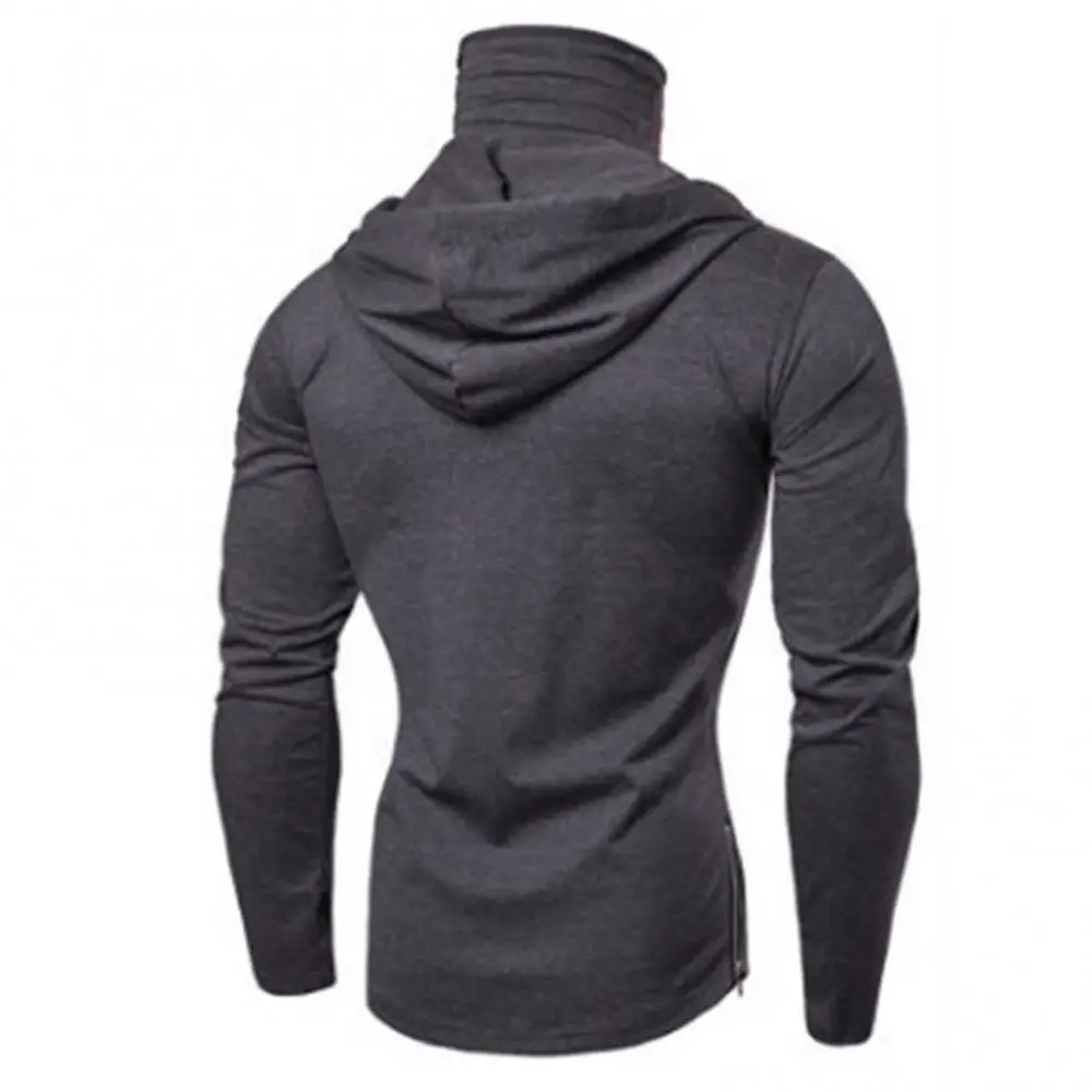 Men's Hoodies Long Sleeve Sweatshirts Casual Gym Thin Hooded Pullover High Neck Hoodie Face Cover Sweatshirt Top Jacket Coat