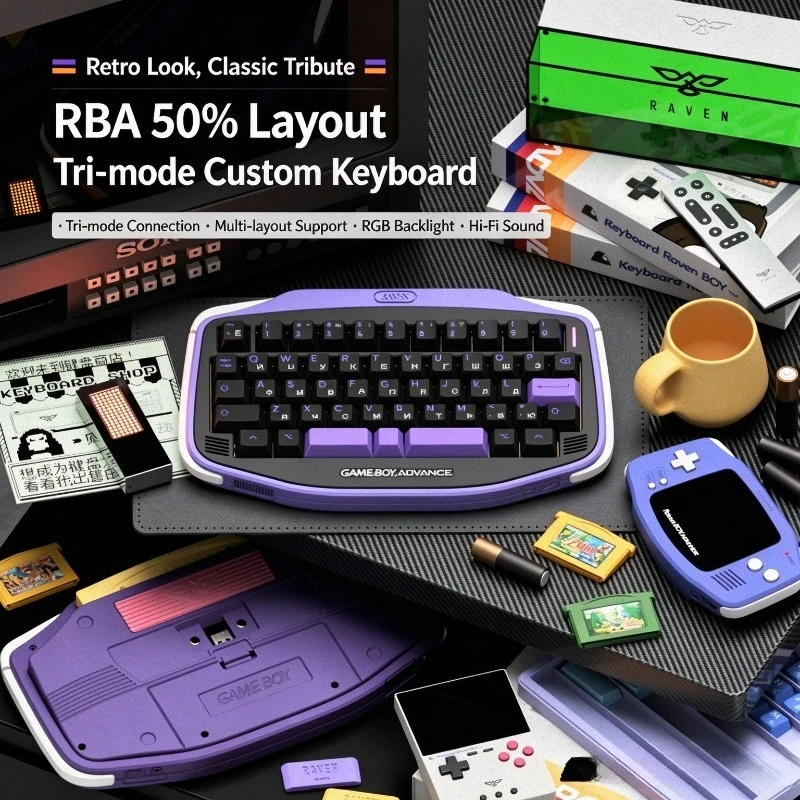 50% Wired Mini Mechanical Keyboard Kit Custom HHKB RBA50 PCB Hot Swappable Third Mode RGB Gasket/top Structure Keyboard VIA VIAL