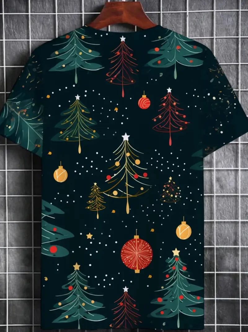 

2026 Новая мужская футболка с принтом рождественской елки, 3D цифровая печать, милая модная футболка с узором для праздничной вечеринки, праздничные рождественские подарки