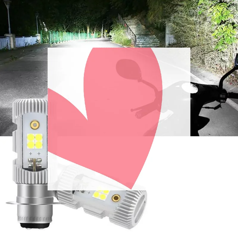 P15D LED Motorcycle Headlight Bulb 6000K White 12V High Brightness Moto Lamp for Scooter Dirt Bike Modification