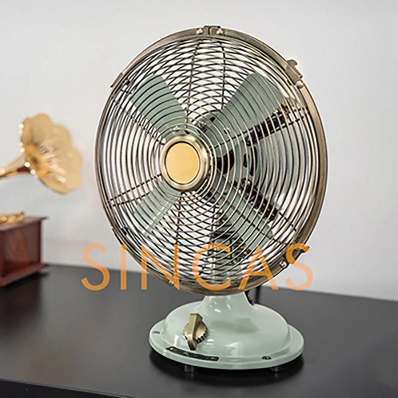 Винтажный металлический настольный осциллирующий вентилятор 8-дюймовый ретро классический антикварный компактный настольный съемный вентилятор для домашнего офиса, рабочего стола