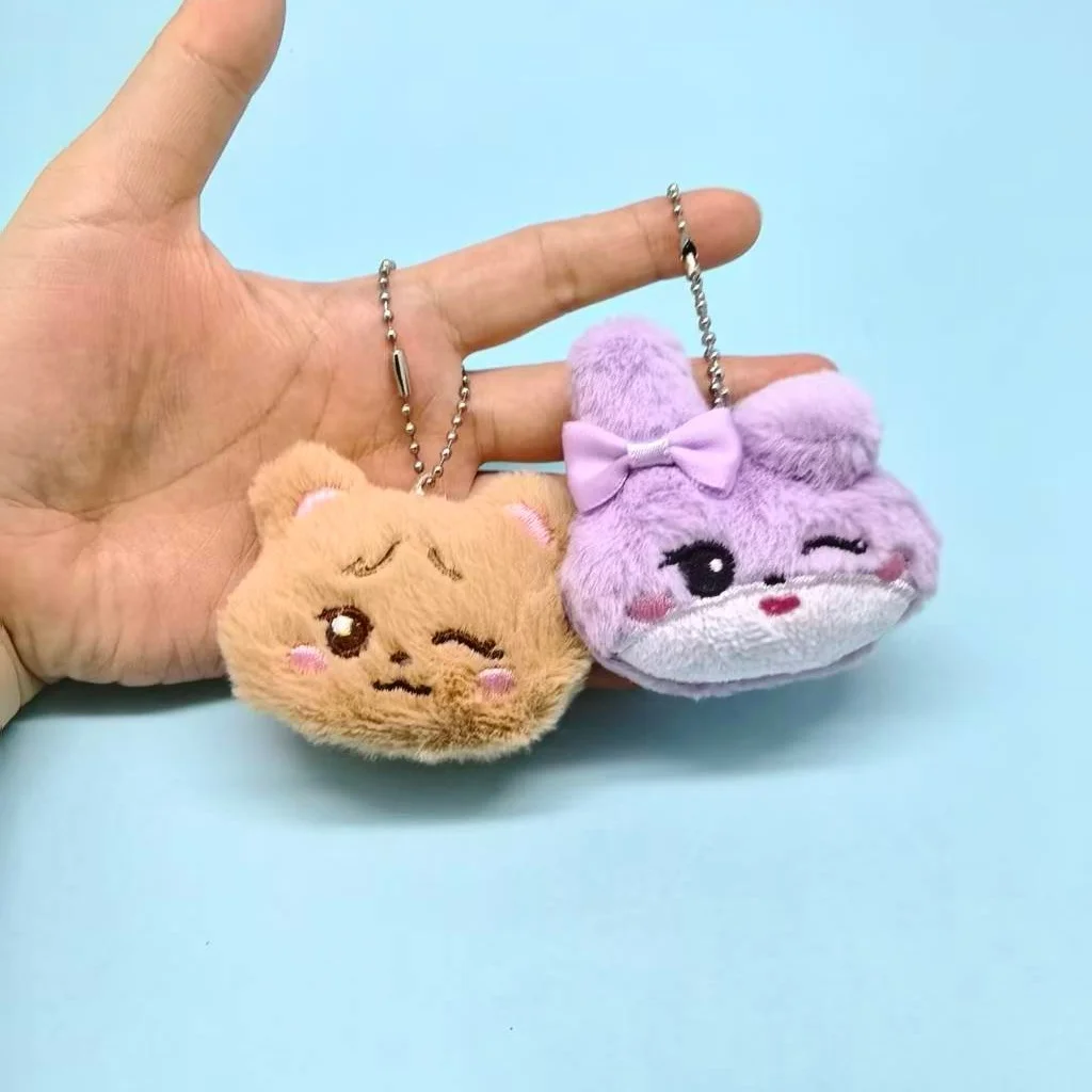 4Pcs Cute Bowknot Bear Duck Cat Rabbit Plush Doll Keychain Soft Stuffed Mini Plush Backpack Pendant Kpop Fans Collection Gift
