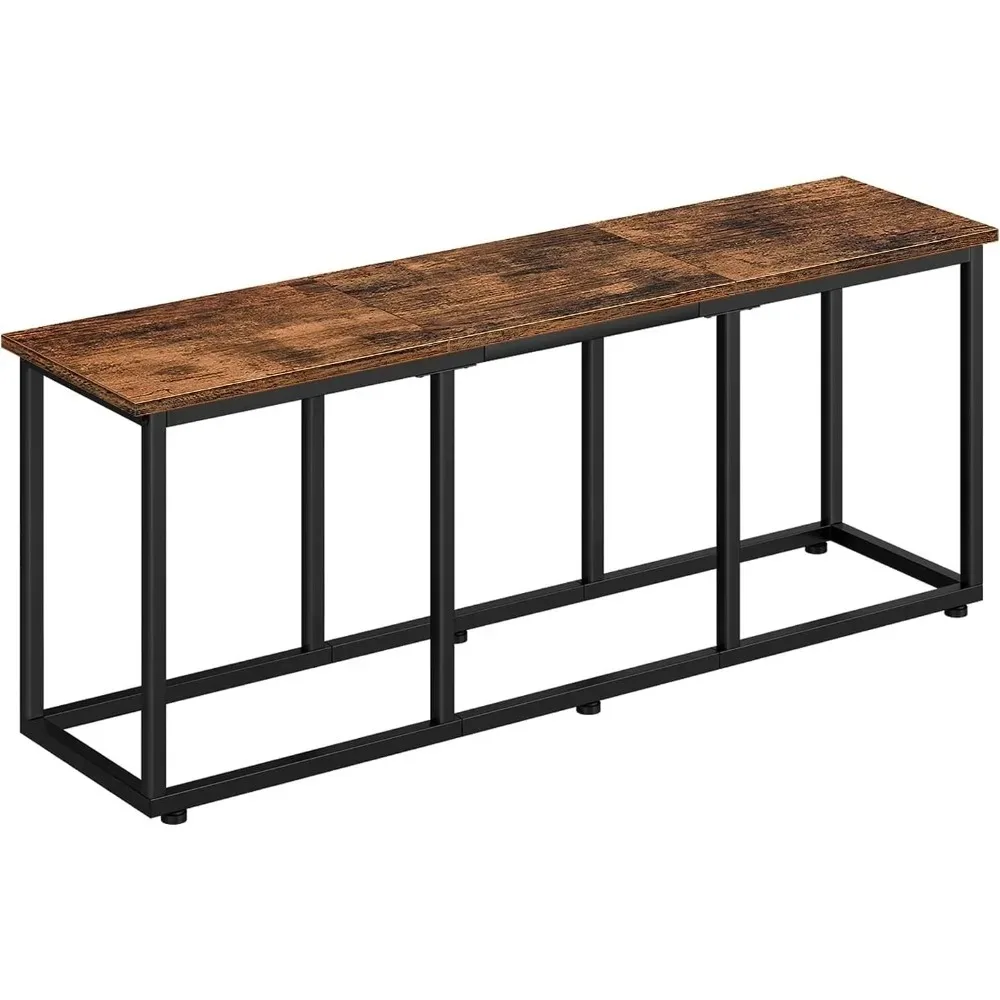 

Industrial Dining Bench 47.2 Inch Kitchen Table Bench with Steel Frame Rustic Brown and Black Easy Assembly