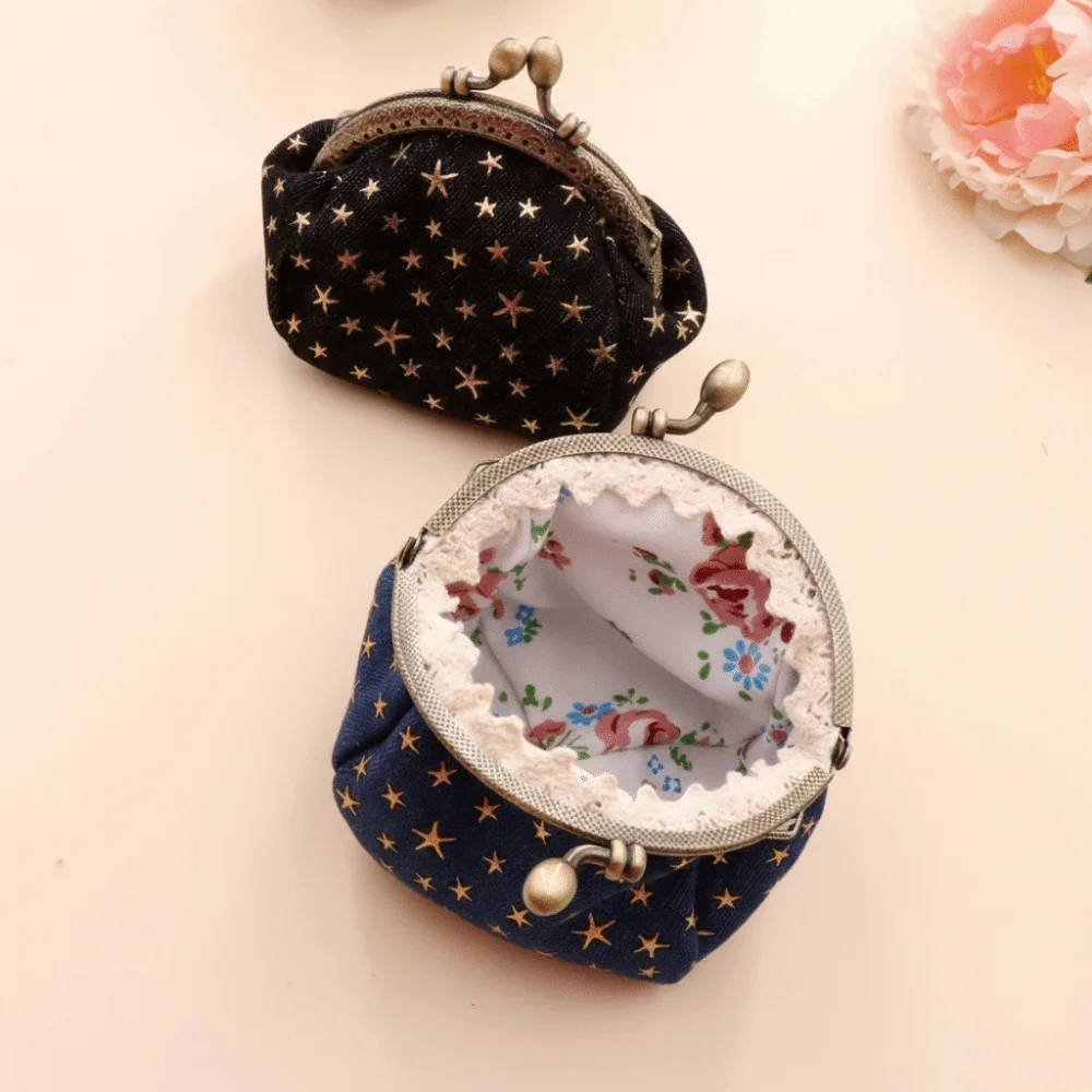 

Fashion Denim Cloth Coin Purse Casual Five-Pointed Star Wallets Portable Purses Bag Gift