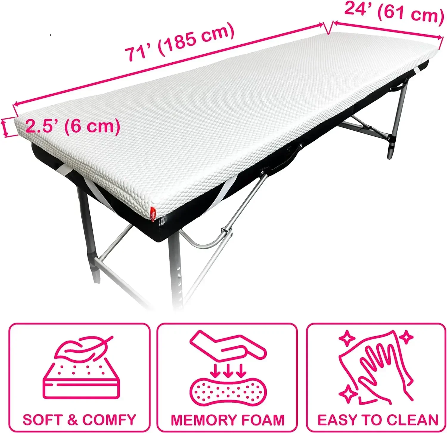 Dessus de lit en mousse à mémoire de forme, matelas confortable pour table d'extension de cils, avec quatre sangles d'angle et antidérapant astronomique