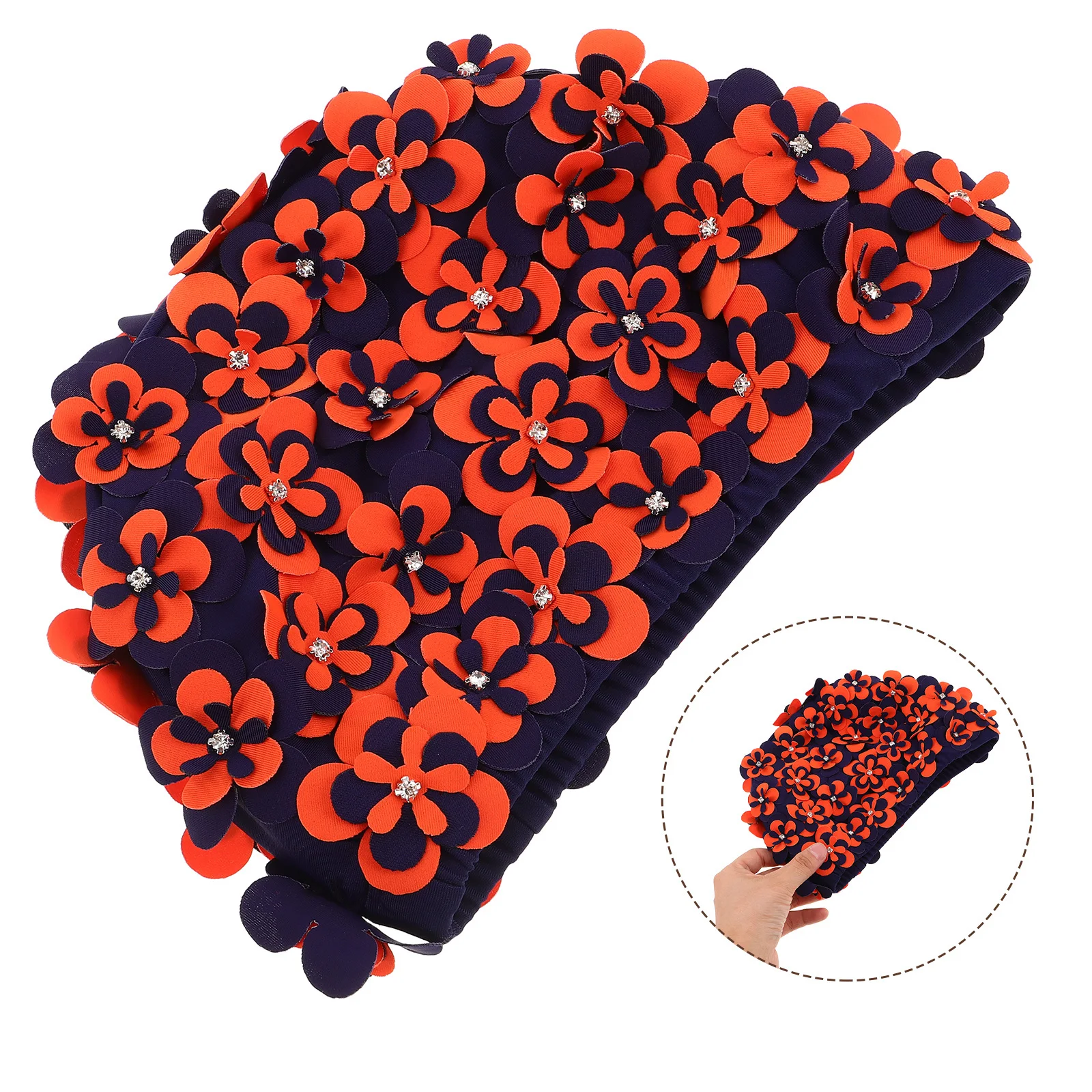 

Women's Floral Petal Swim Cap Elegant Waterproof Bathing Hat Soft Stretchable Fabric for Long Or Short Hair Pool Party Retro