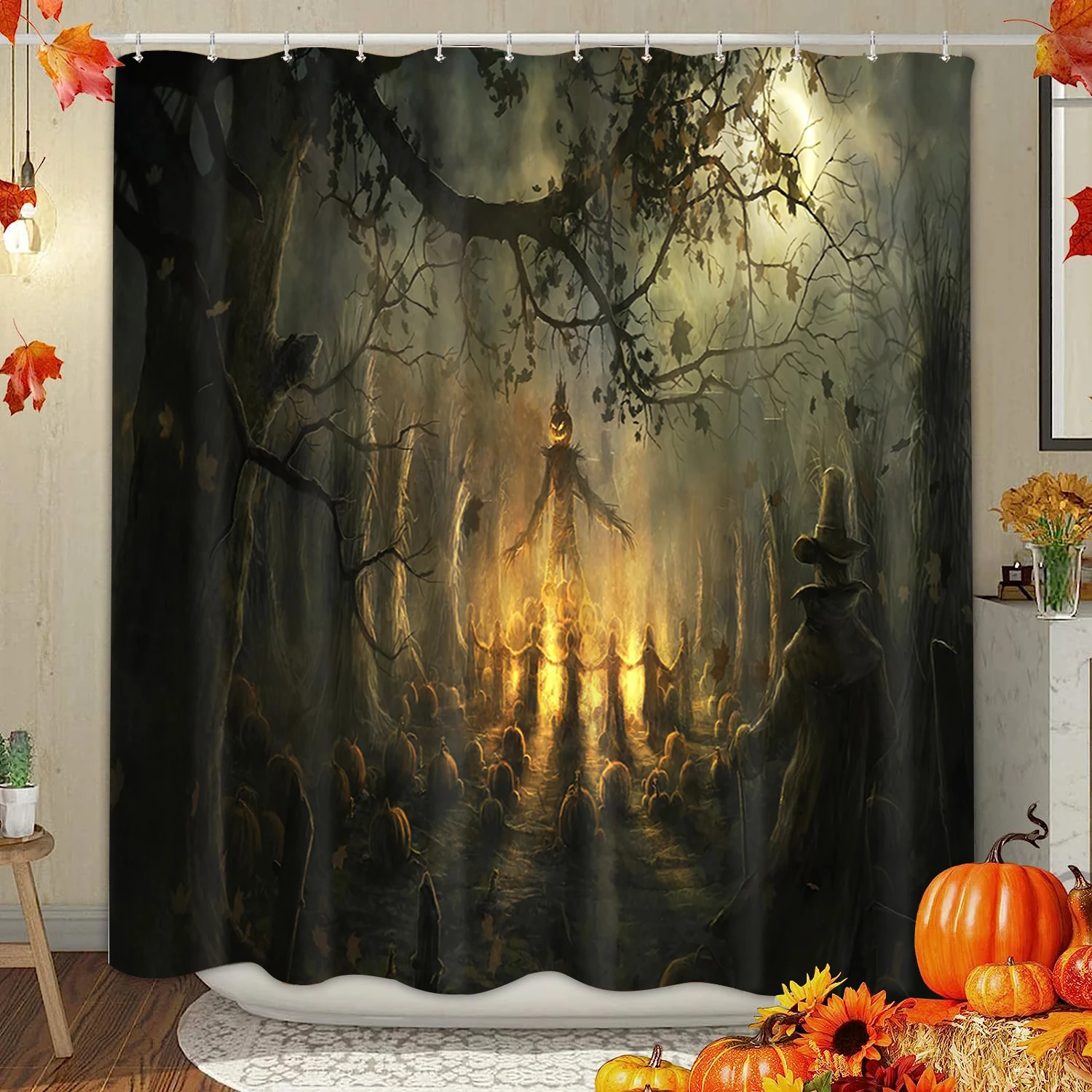 Halloween Horrible Bathing Curtain  Bathroom Shower Curtain Waterproof With 12 Hooks Home Deco Free Ship